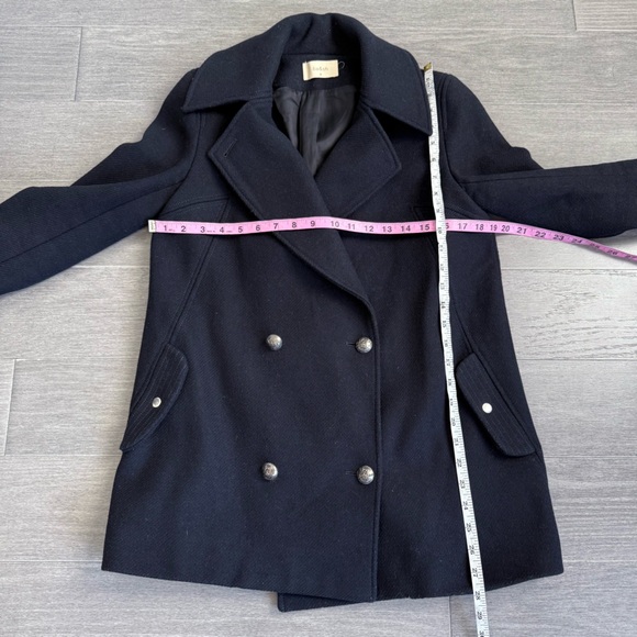 ba&sh Skimma Wool Blend Double Breasted Peacoat Jacket Navy 0 XS Oversized Boxy - Picture 15 of 16